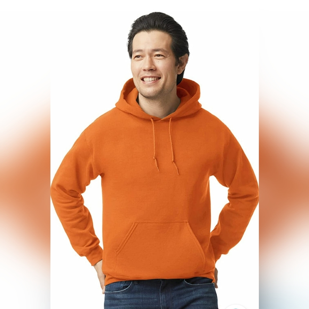 Gildan Fleece Hooded Sweatshirt, Adult Small, Orange, EUC